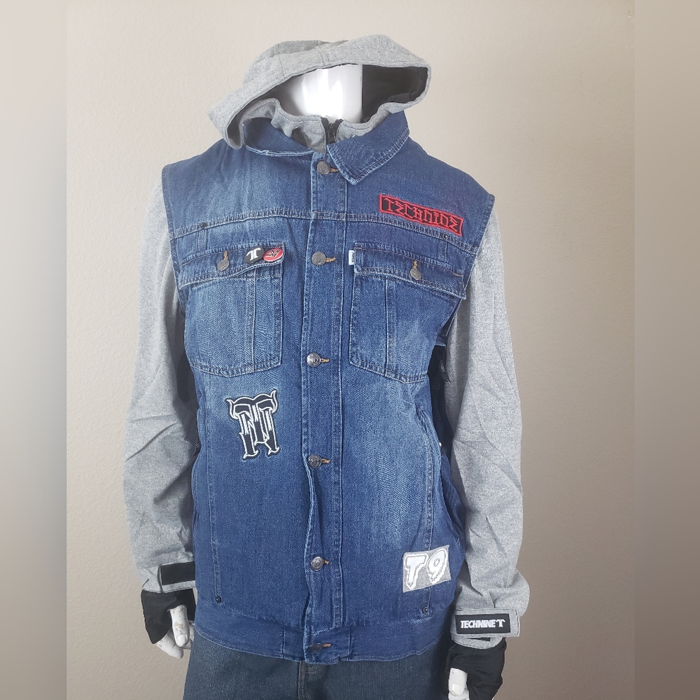 Technine Denim Vest Snowboard Jacket Mens Size S Indigo Fade/Heather Gray